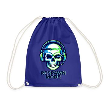 Respawn-Modus – Gamer Skull Badge - Turnbeutel - Königsblau - Vorne