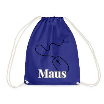 Maus Schriftzug Schwarz Weiß - Turnbeutel - Königsblau - Vorne