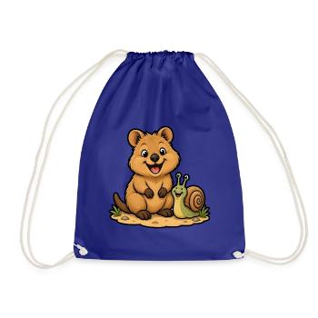 Lachendes Quokka Schnecke Glücklich Kinder T-Shirt - Turnbeutel - Königsblau - Vorne