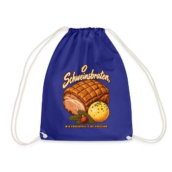 O Schweinsbraten knuschprige Kruste - Turnbeutel - Königsblau - Vorne