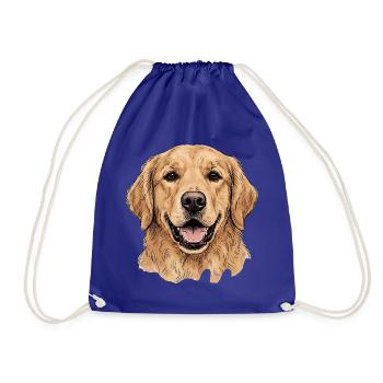 Goldener Retriever Porträt Illustration - Turnbeutel - Königsblau - Vorne