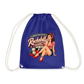 Rockabilly Pin-Up-Rucksack – Normandy Road - Turnbeutel - Königsblau - Vorne