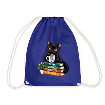 Nerdy Katze mit Kaffee und Büchern - Turnbeutel - Königsblau - Vorne