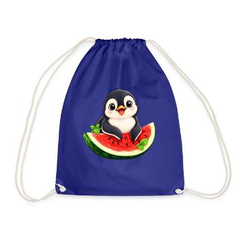Süßer Cartoon Pinguin Melone Sommer - Turnbeutel - Königsblau - Vorne