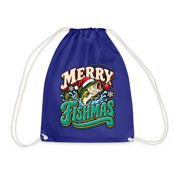 Merry Fishmas: Festlicher Weihnachtsfisch - Turnbeutel - Königsblau - Vorne