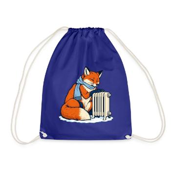 Winterfuchs mit Schal am Heizkörper - Turnbeutel - Königsblau - Vorne
