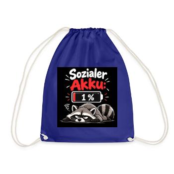 Sozialer Akku 1% Raccoon - Turnbeutel - Königsblau - Vorne