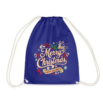Merry Christmas Vintage Schriftzug - Turnbeutel - Königsblau - Vorne