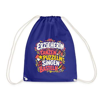 Erzieherin – Tanzen Puzzeln Singen Basteln - Turnbeutel - Königsblau - Vorne