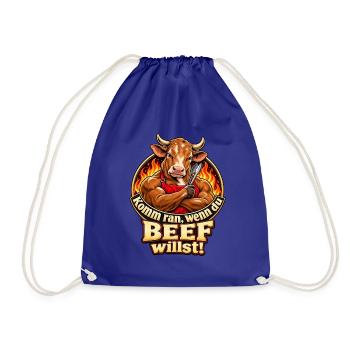 Komm ran, wenn du Beef willst! – Grillhumor - Turnbeutel - Königsblau - Vorne