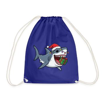 Weihnachtshai mit Lichterkette Hai Fisch Christmas - Turnbeutel - Königsblau - Vorne
