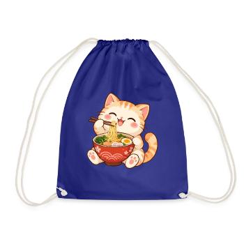 Katze, Ramen, Japanische Nudeln, Süßes Kätzchen - Turnbeutel - Königsblau - Vorne