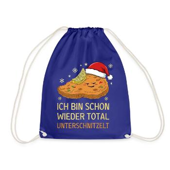 Ich Bin Schon Wieder Total Unterschnitzelt Xmas - Turnbeutel - Königsblau - Vorne