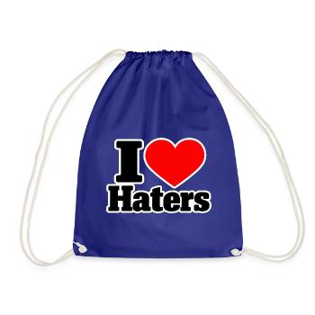 I Love Haters – Lustiger Statement Spruch - Turnbeutel - Königsblau - Vorne