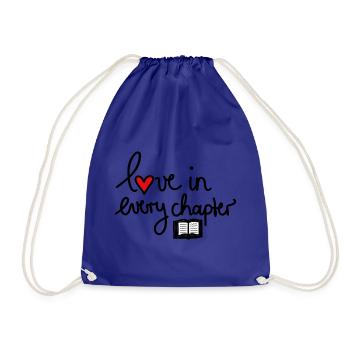 Love in Every Chapter – Design für Bücherliebe - Turnbeutel - Königsblau - Vorne
