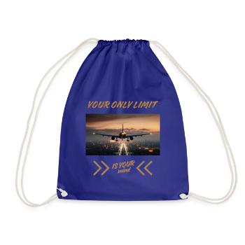 Your Only Limit Is Your Mind – Flugzeug Mindset - Turnbeutel - Königsblau - Vorne
