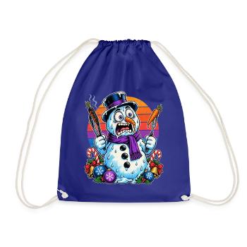 Christmas Schneemann grillt Karotten und schmilzt - Turnbeutel - Königsblau - Vorne