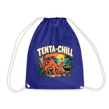 Tenta-Chill – Entspannter Oktopus am Grill - Turnbeutel - Königsblau - Vorne