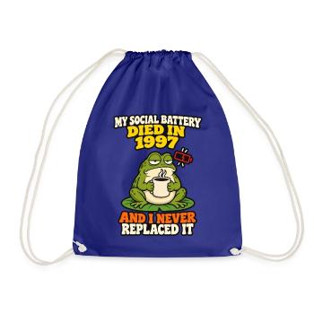 Soziale Batterie starb 1997 Lustiger introvertierter Frosch - Turnbeutel - Königsblau - Vorne