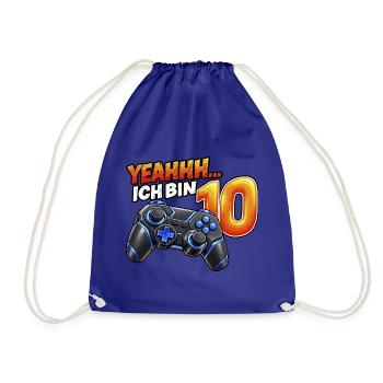 Gaming zum 10. Geburtstag – Yeahhh ich bin 10 - Turnbeutel - Königsblau - Vorne