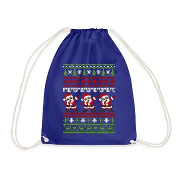 Dabbender Weihnachtsmann – Ugly Christmas Strickmu - Turnbeutel - Königsblau - Vorne