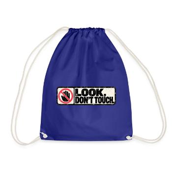 Look, Don't Touch – Retro Warning Design - Turnbeutel - Königsblau - Vorne