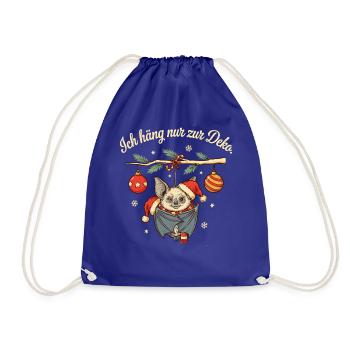 Weihnachten Fledermaus mit Nikolausmütze  - Turnbeutel - Königsblau - Vorne