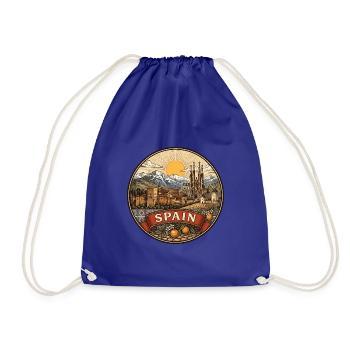 Spanien Reiseabzeichen Alhambra & Sagrada Souvenir - Turnbeutel - Königsblau - Vorne