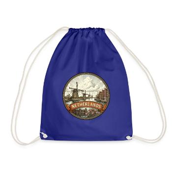 Niederländisches Reiseabzeichen Windmühlen-Kanal-Souvenir - Turnbeutel - Königsblau - Vorne
