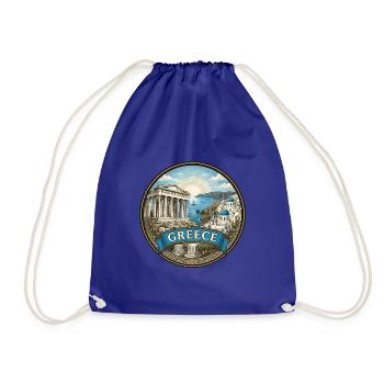 Griechenland Reiseabzeichen Akropolis & Santorini Souvenir - Turnbeutel - Königsblau - Vorne
