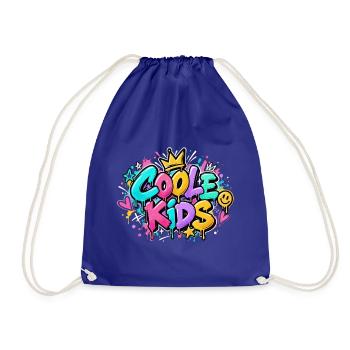 Coole Kids Graffiti Spritzer - Turnbeutel - Königsblau - Vorne