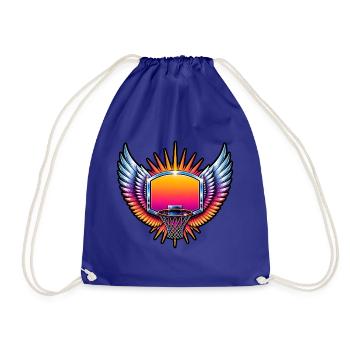 Basketball Korb Flügel Retro 80s Vintage T-Shirt - Turnbeutel - Königsblau - Vorne