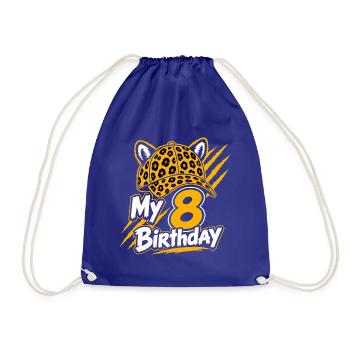 My 8 Birthday Leopard Party - Turnbeutel - Königsblau - Vorne