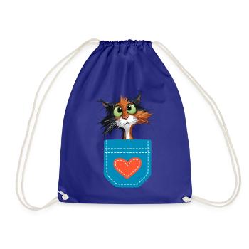 Kätzchen-in-deiner Taschenherz-Thema - Turnbeutel - Königsblau - Vorne