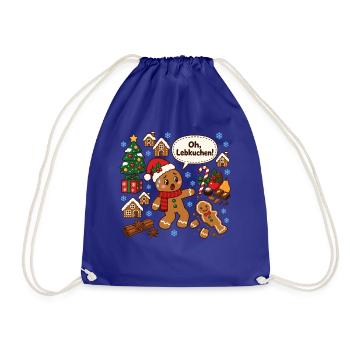 oh Lebkuchen lustige Weihnachten Kuchen Sprüche - Turnbeutel - Königsblau - Vorne