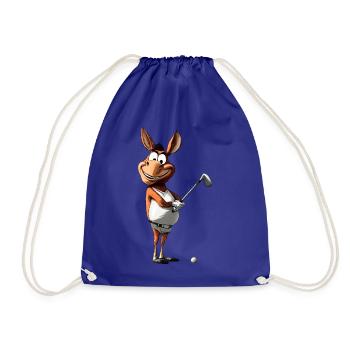 Esel Golf / Golfspieler Esel - Turnbeutel - Königsblau - Vorne