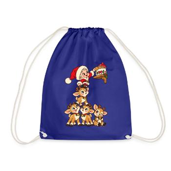 Santa und Rentierfreunde - Turnbeutel - Königsblau - Vorne