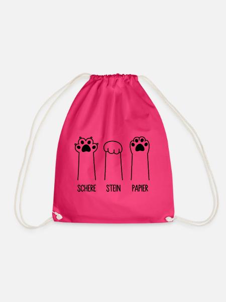Schere Stein Papier Katze Pfote Spiel Katzenpfoten - Turnbeutel - Fuchsia