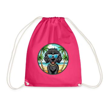 Schwarze russische Terrier Hunderasse Cartoon Sonnenbrille - Turnbeutel - Fuchsia - Vorne