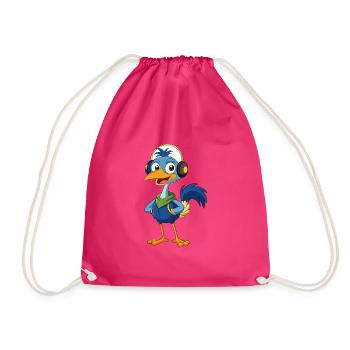 Emu Lustige Zeichentrickfigur Kopfhörermusik - Turnbeutel - Fuchsia - Vorne
