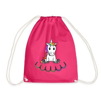 Einhorn Einhörner Kinder Kind - Turnbeutel - Fuchsia - Vorne