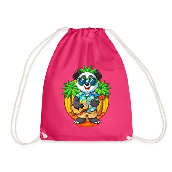 Lustige Panda Sommer Strand Sonnenbrille Hawaiianisch - Turnbeutel - Fuchsia - Vorne