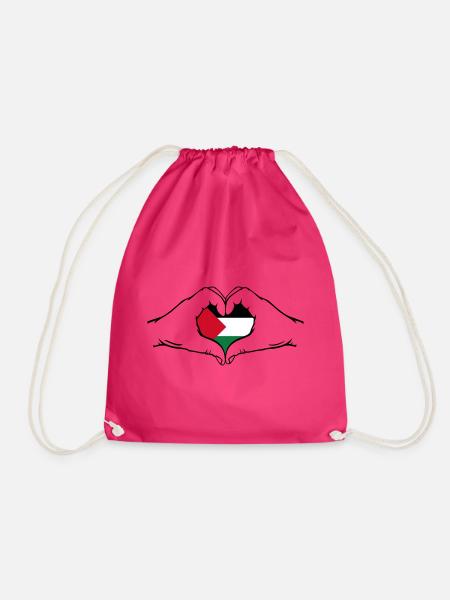 Palästina Flagge Hände Herzform - Turnbeutel - Fuchsia