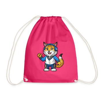 Luchs Lustige Zeichentrickfigur Kopfhörermusik - Turnbeutel - Fuchsia - Vorne