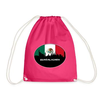 Guadalajara Mexiko Flagge Skyline Silhouette Reisen - Turnbeutel - Fuchsia - Vorne