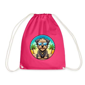 Bouvier Des Flandres Hunderasse Cartoon Sonnenbrille - Turnbeutel - Fuchsia - Vorne