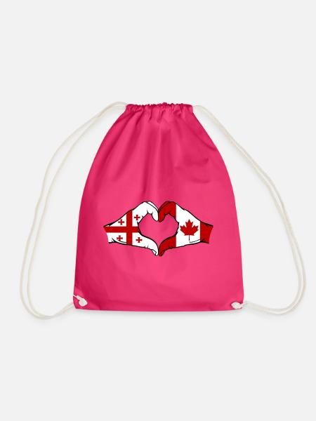 Georgien Kanada Flagge Haende Herzform - Turnbeutel - Fuchsia