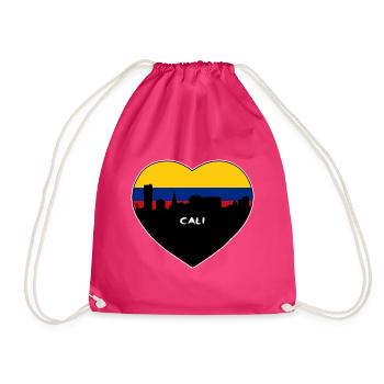 Cali Kolumbien Flagge Skyline Reise Souvenir - Turnbeutel - Fuchsia - Vorne