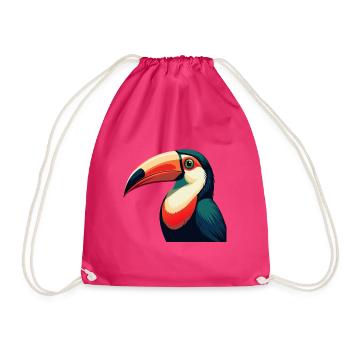 Toucan Cartoon Character Colorful Pet Animal - Drawstring Bag - fuchsia - Front