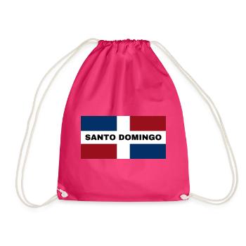 Ville de Saint-Domingue en République dominicaine Drapeau - Sac de sport léger - fuchsia - Devant